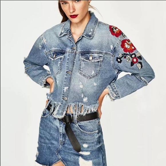 zara denim cropped jacket